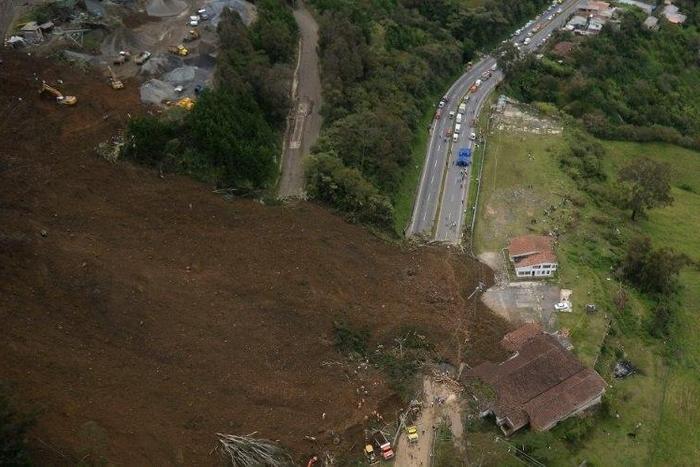 General view of a landslide that affected the Medellin-Bogota highway in the jurisdiction of Copacabana, close to Medellin, Antioquia department, in Colombia