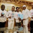 Skibbi at his record deal announcement with E-Money, Kcee, Harrysong, Soso Soberekon.