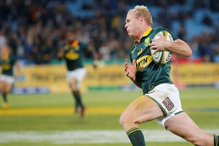 South Africa's scrum half Ross Cronje scored a try on his international debut in the 37-14 win over France in Pretoria, on June 10, 2017