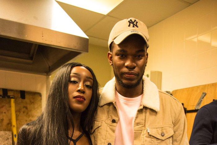 Nonso Amadi with singer Tomi Agape backstage