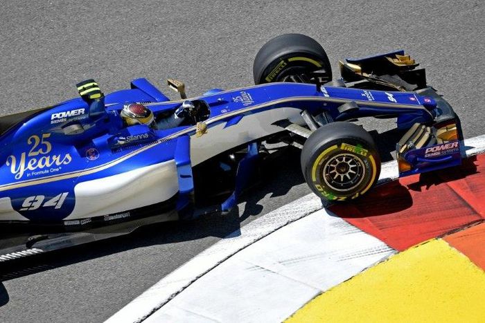 Sauber's German driver Pascal Wehrlein steers his car during the first practice session of the Formula One Russian Grand Prix at the Sochi Autodrom circuit in Sochi on April 28, 2017