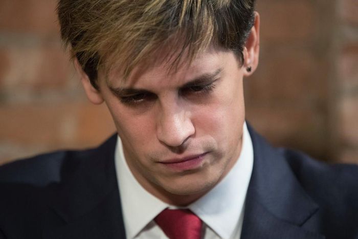 Milo Yiannopoulos at a news conference.