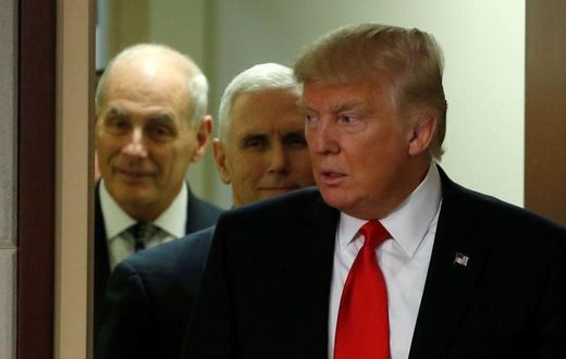 President Trump and Vice President Pence with John Kelly.