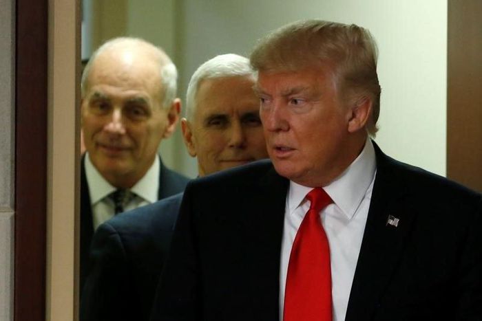 President Trump and Vice President Pence with John Kelly.