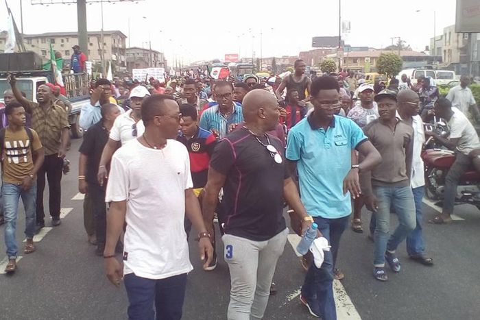 Labour unions protest against government policies in Lagos on February 9, 2017