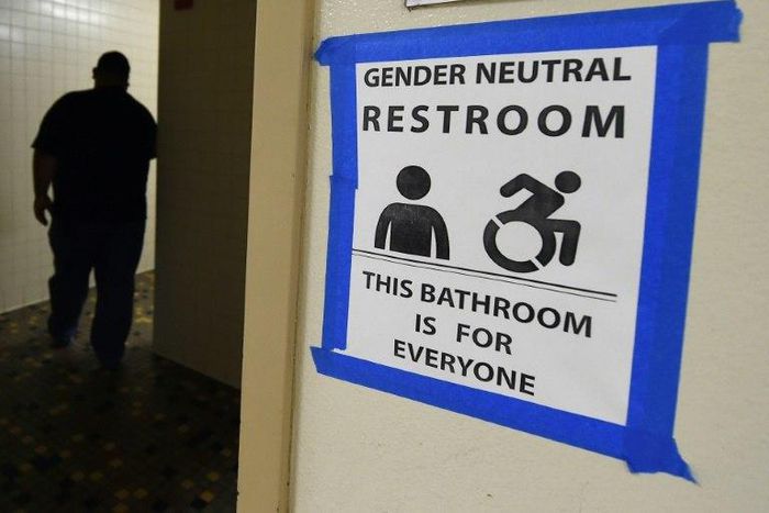 A gender neutral restroom at a school in Los Angeles