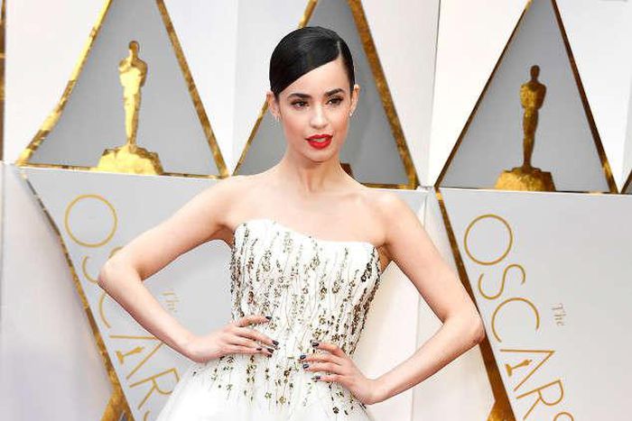 Sofia Carson's red carpet style at Oscars 2017