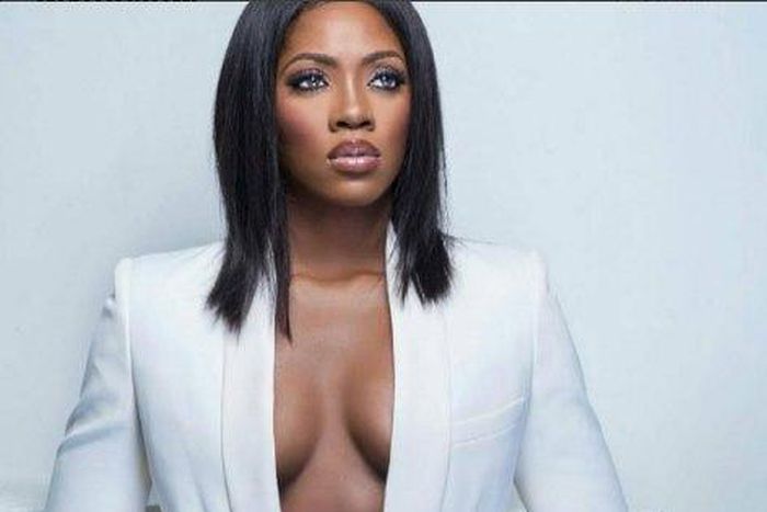 Cleavage baring photo of Tiwa Savage