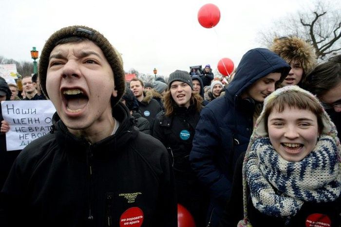 The weekend protests in Russia drew unprecedented numbers of students and others born after President Vladimir Putin came to power in 2000