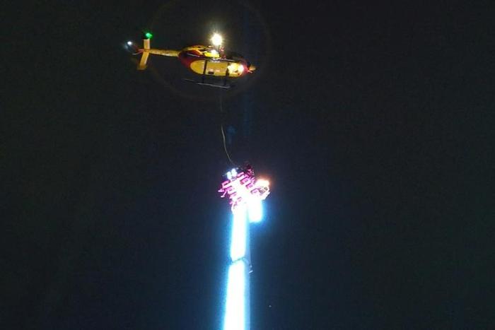 Eight people had climbed aboard the 52-metre metal arm called "BomberMaxxx" for a spin above the French city of Rennes on Monday evening