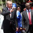 Turkey's President Recep Tayyip Erdogan (L) and Tanzanian counterpart John Pombe Magufuli arrive at State House in Dar es Salaam on January 23, 2017