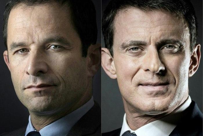 Benoit Hamon (left) will fight ex-prime minister Manuel Valls for the French Socialist presidential nomination