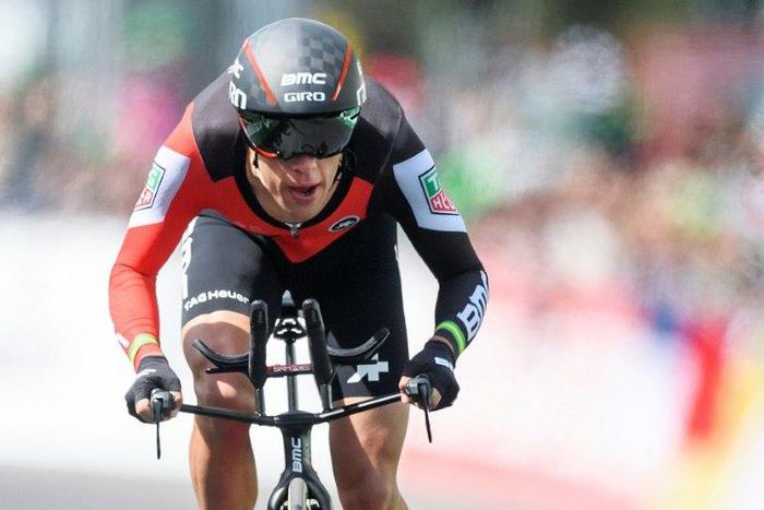 Australian cyclist Richie Porte of team BMC competes in the last stage of the Tour de Romandie UCI protour cycling race, a 17,88 km individual time trial loop from Lausanne to Lausanne, on April 30, 2017