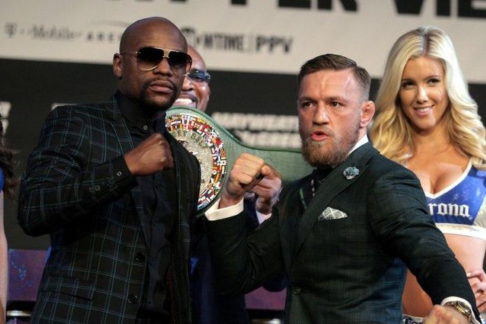 A punter placed a $1.2 million bet on boxer Floyd Mayweather Jr. (L) to win against MMA fighter Connor Mcgregor in their fight on August 26