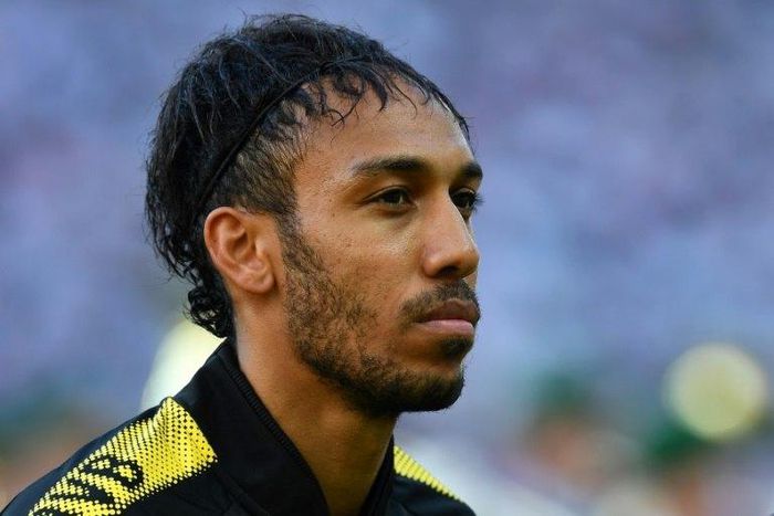 Dortmund's Gabonese forward Pierre-Emerick Aubameyang looks on prior the German Cup (DFB Pokal) final football match Eintracht Frankfurt v BVB Borussia Dortmund at the Olympic stadium in Berlin on May 27, 2017