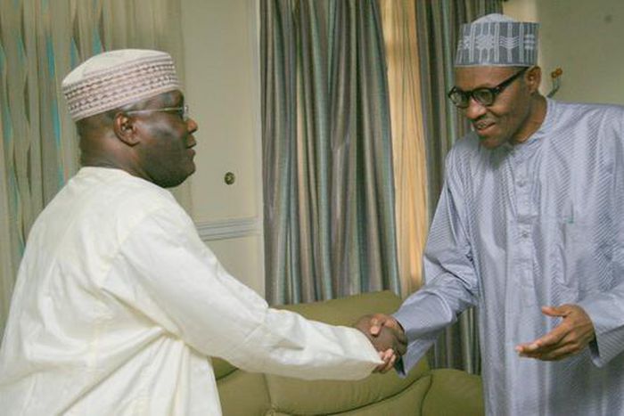 Former Vice President, Atiku Abubakar visits President Muhammadu Buhari in Abuja on June 16, 2015.