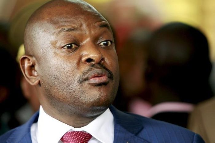 Burundi's President Pierre Nkurunziza addresses a news conference attended by the visiting United Nations Secretary-General Ban Ki-moon (not seen in picture) in the capital Bujumbura February 23, 2016. x