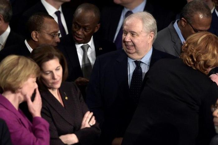 Russian ambassador Sergey Kislyak, pictured at President Donald Trump's address to Congress, is at the center of a political storm over the US administration's contacts with Moscow