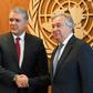 United Nations Secretary-General Antonio Guterres (R), seen here with Colombian President Ivan Duque at UN headquarters in September 2018, has called on Colombia to reinforce security for former FARC rebels after several reportedly were killed