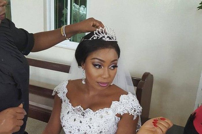 Rita Dominic on set of "In Case of Necessity "