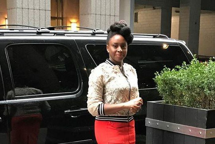 Chimamanda Ngozi-Adichie in a Style Temple bomber jacket