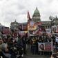 Relatives of disappeared Santiago Maldonado attend a protest in front of the Argentine Congress in Buenos Aires on August 7, 2017