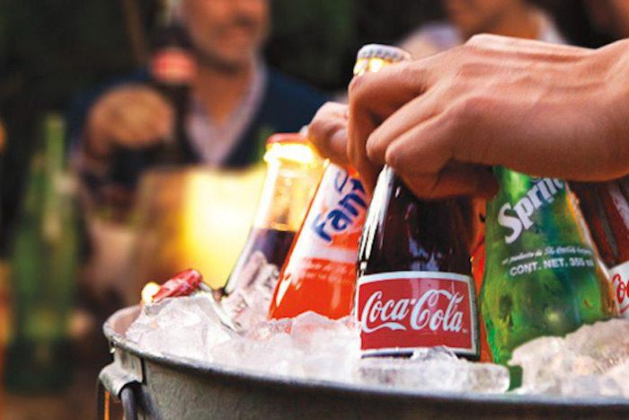Coca-Cola beverages on the rocks