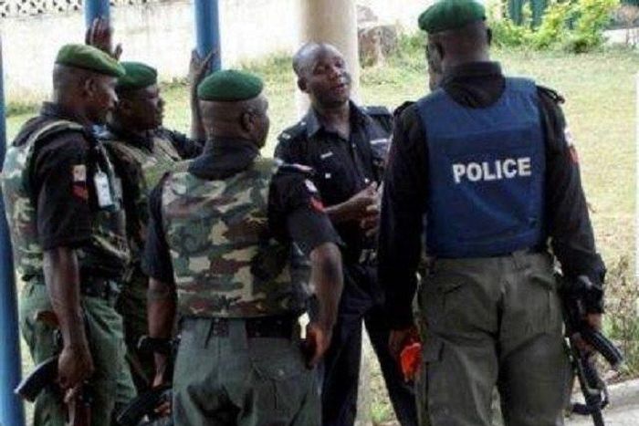 Police officers getting ready for action