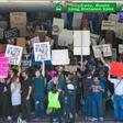 Protesters gather at Los Angeles International airport to demonstrate against President Donald Trump's executive order effectively banning citizens from seven Muslim majority countries