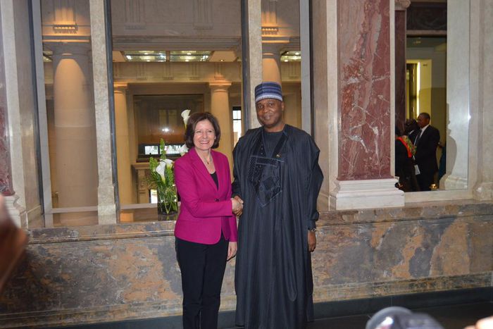 Senate President, Dr Bukola Saraki with Bundesrat President and Minister-President of the Federal State of Rhineland-Palatinate, Ms Malu Dreyer.