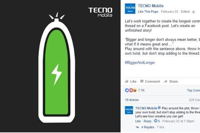 Tecno Mobile's #Biggerandbetter Facebook post