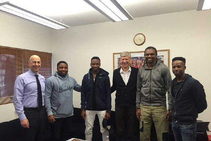 Kelechi Nwakali and Samuel Chukwueze meet Arsenal manager, Arsene Wenger