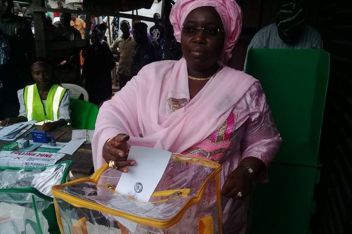 Lagos Dep Gov, Idayat Adebule casting her vote