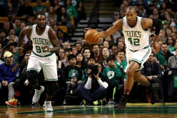 Al Horford (R) just missed his second career triple double as he also had eight assists in his best game in some time as the Celtics beat the Timberwolves 117-104