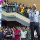 Microsoft CEO Satya Nadella talks to the troops.