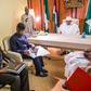 Members of the Presidential Investigation Panel presenting the report of their investigation to President Muhammadu Buhari in Abuja