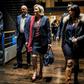 French presidential election candidate for the far-right Front National (FN) party Marine Le Pen (C) arrives at political rally to kick off her campaign next to her aide Catherine Griset (R) and bodyguard Thierry Legier (L) February 4, 2017