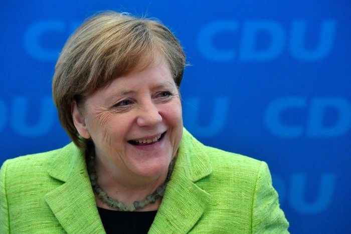 German Chancellor Angela Merkel gives a press conference on March 27, 2017 after her party's victory in a state poll