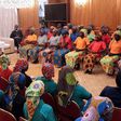 President Buhari addressing the 82 released Chibok girls before leaving for his medical trip.