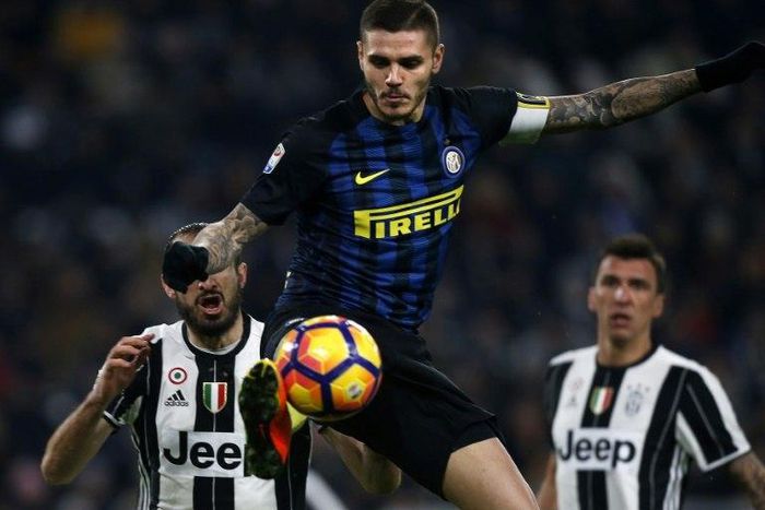 Inter Milan's forward Mauro Icardi, pictured on February 5, 2017, expressed his ire by "making insults and rude gestures to the referee as well as kicking the ball at him, without hitting him"