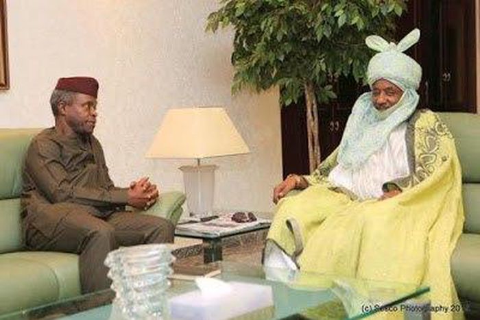 Emir of Kano, Sanusi Lamido Sanusi visits Vice President, Yemi Osinbajo on August 5, 2015, at the State house in Abuja.