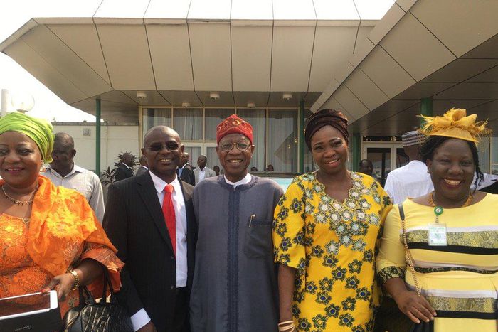 Lauretta Onochie, Laolu Akande, Lai Mohammed (middle), Abike Dabiri (2nd from right),