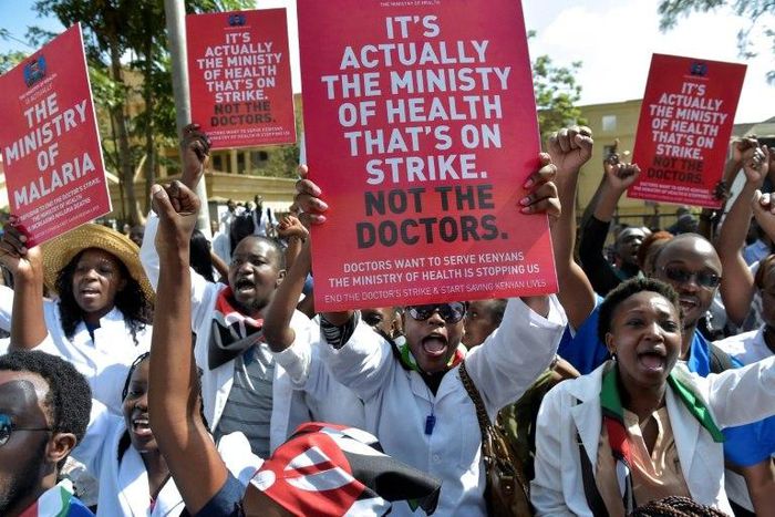 Striking Medical practitioners in Kenya protest