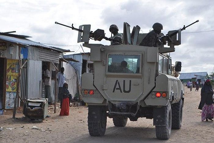 African Union truck with soldiers