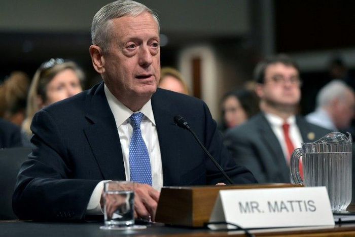 Retired Marine Corps general James Mattis testifies before the Senate Armed Services Committee on his nomination to be the next secretary of defense on January 12, 2017