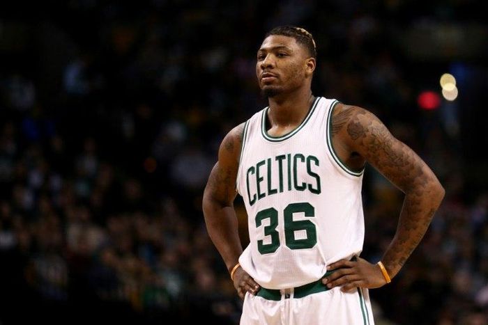 Marcus Smart of the Boston Celtics on February 1, 2017 in Boston, Massachusetts