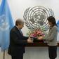 New US Ambassador to the United Nations Nikki Haley hands her credentials to UN Secretary-General Antonio Guterres