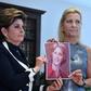 Attorney Gloria Allred (left) and a woman who gave her name only as Robin accuse Roman Polanski of having sexually assaulted Robin when she was a minor