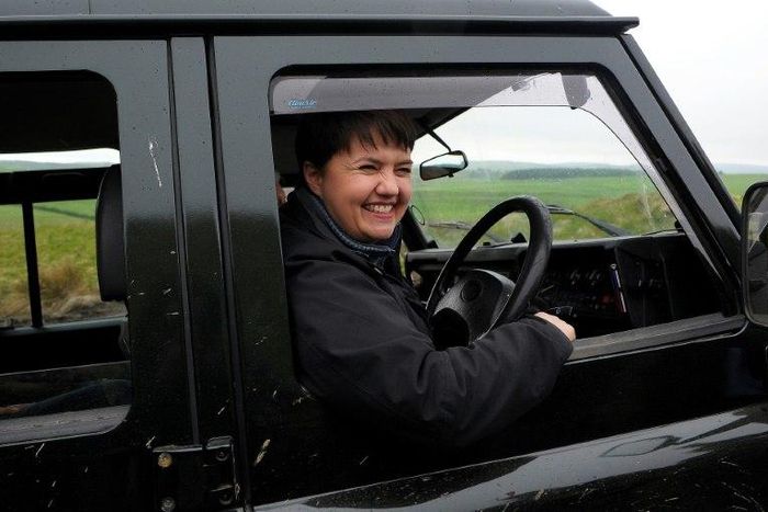 Scottish Conservative leader Ruth Davidson campaigning in Perthshire ahead of Britain's general election, when she is hoping to halt Scotland's independence drive