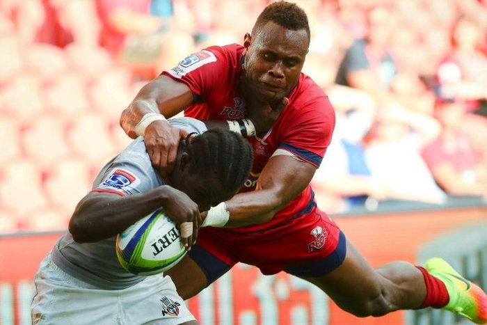 The Queensland Reds' Eto Nabuli (R) has been handed his Wallabies debut, against Scotland